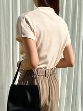 DAZY Solid Mock Neck Ruched Detail Tee